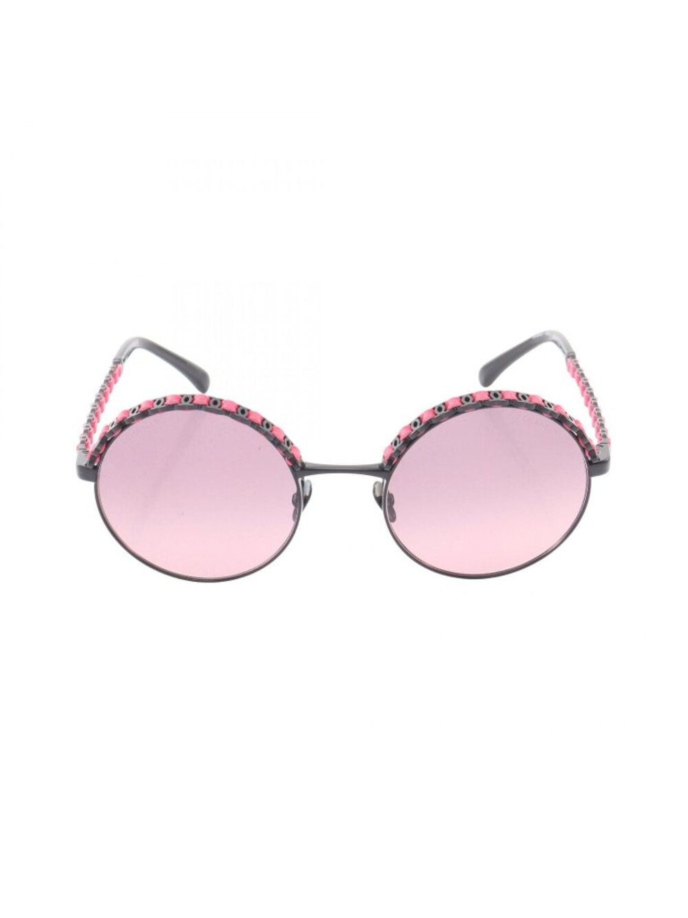 Chanel Sunglasses CC Logo Gradient Lens Round Leather Eyewear